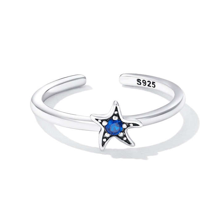 S925 Sterling Silver Delicate Starfish Women Open Ring