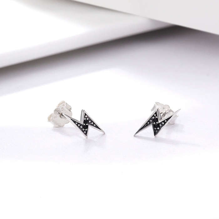 S925 Sterling Silver Stud Earrings Lightning Lady  Earring