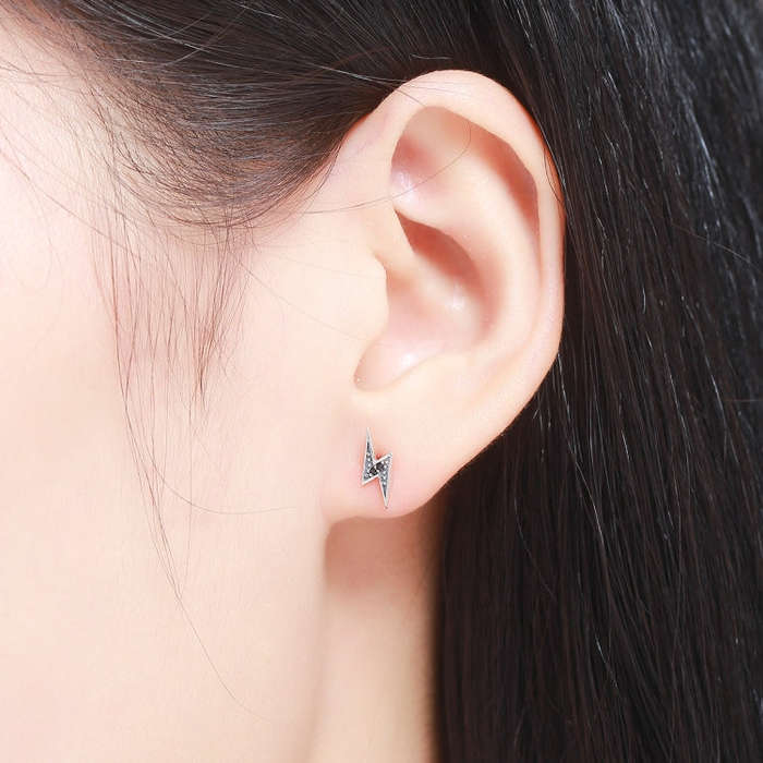 S925 Sterling Silver Stud Earrings Lightning Lady  Earring