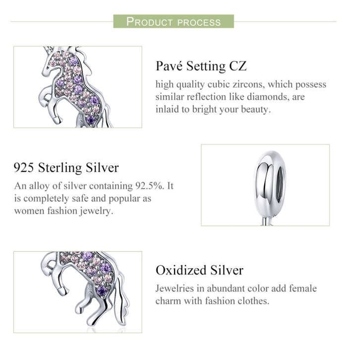 Unicorn DIY Beaded Ladies Bracelet Necklace Accessories S925 Sterling Silver Pendant Beads, Style...