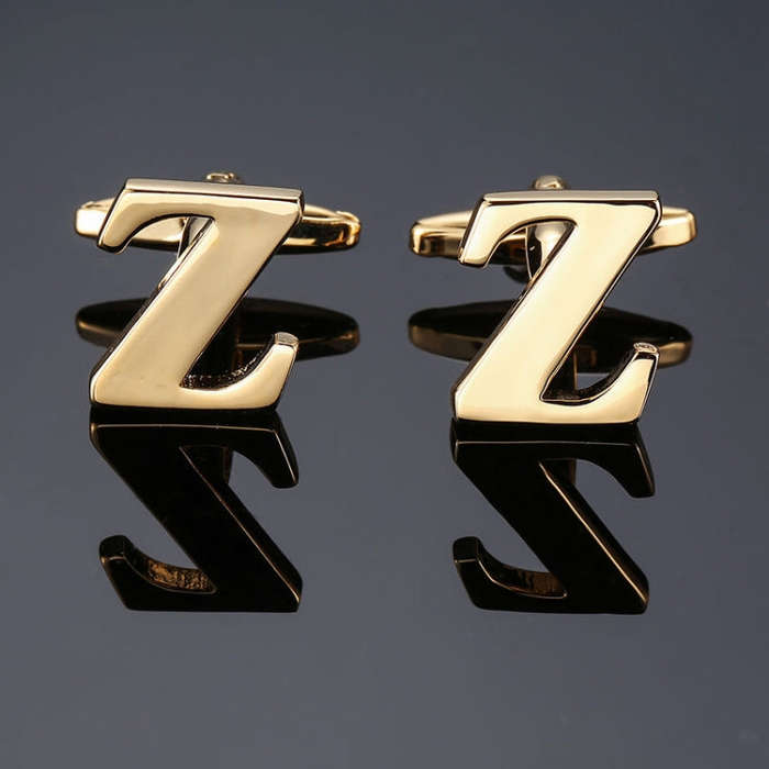 1 pair gold letters A-Z name Cufflinks men French shirt Cufflinks(O)
