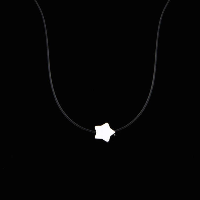 Transparent Fishing Line Necklace Invisible Chain Necklace Women Choker Necklace(Star)