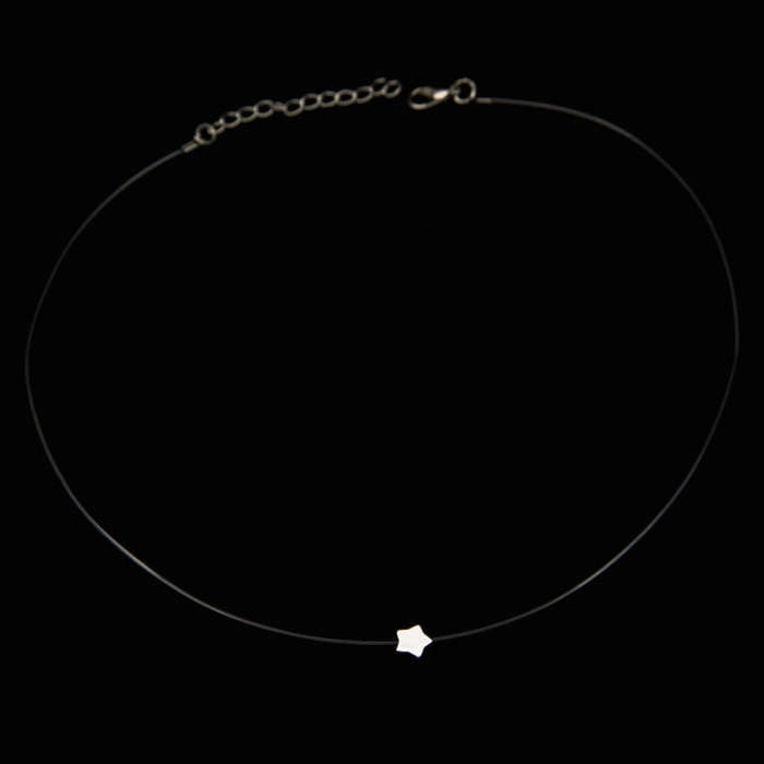 Transparent Fishing Line Necklace Invisible Chain Necklace Women Choker Necklace(Star)