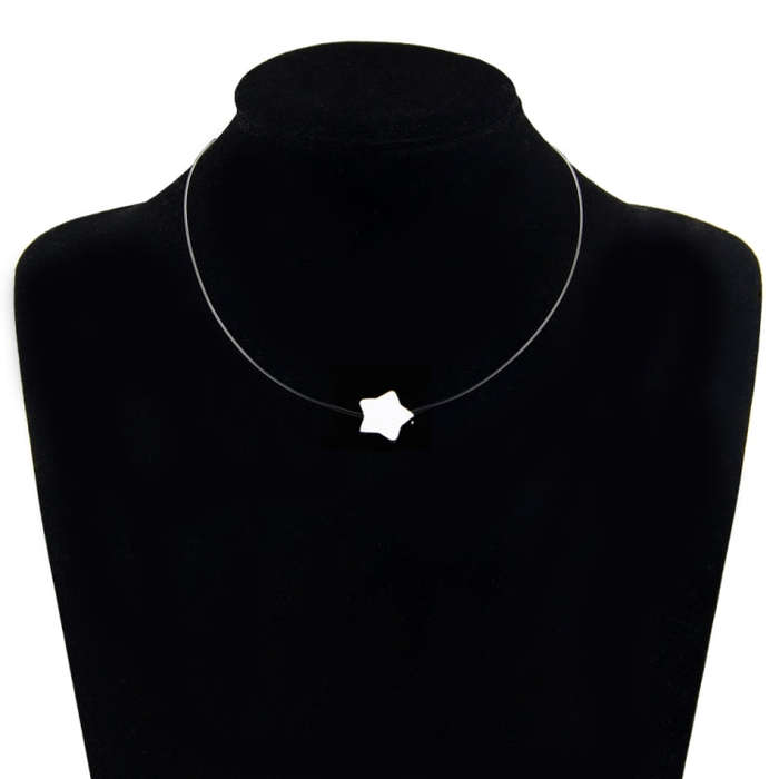 Transparent Fishing Line Necklace Invisible Chain Necklace Women Choker Necklace(Star)