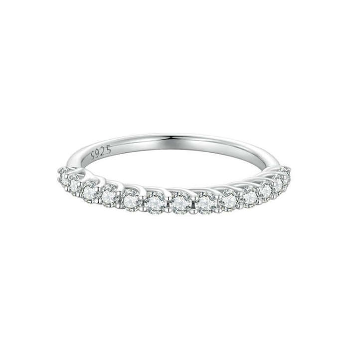MSR014-A Sterling Silver S925 Plated Plated Row Moissanite Ring(No.6)