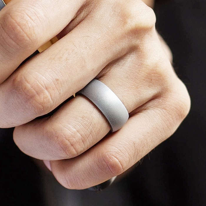 SiR013 8.7mm Curved Outdoor Sports Silicone Ring, Size: No.9(Silver)