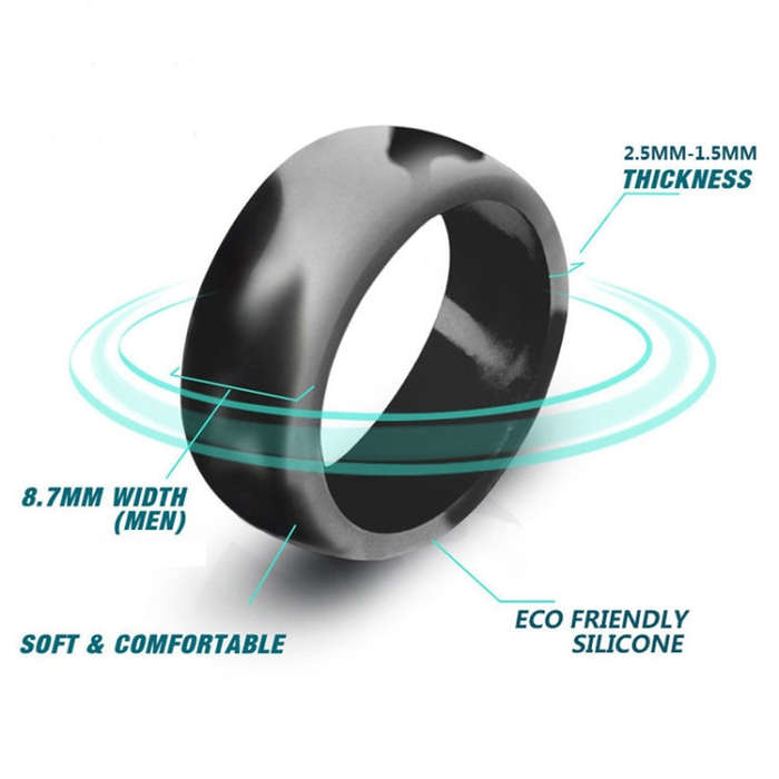 SiR013 8.7mm Curved Outdoor Sports Silicone Ring, Size: No.11(White)