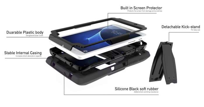 Rugged Stand Protective Case with Stand and Built in Screen Protector for Samsung Galaxy Tab 4 7"...