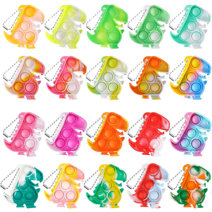 20 Pack Dinosaur Party Favours, Pop It Fidget Toys, Birthday Decorations