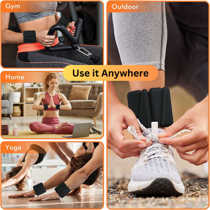 2 Pieces Adjustable Wrist Weights Bands, Ankle Weights for Women & Men