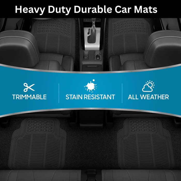 2 Pieces Car Seat Cover with Pocket & 4 Pcs Car Mats, Universal Size, Black
