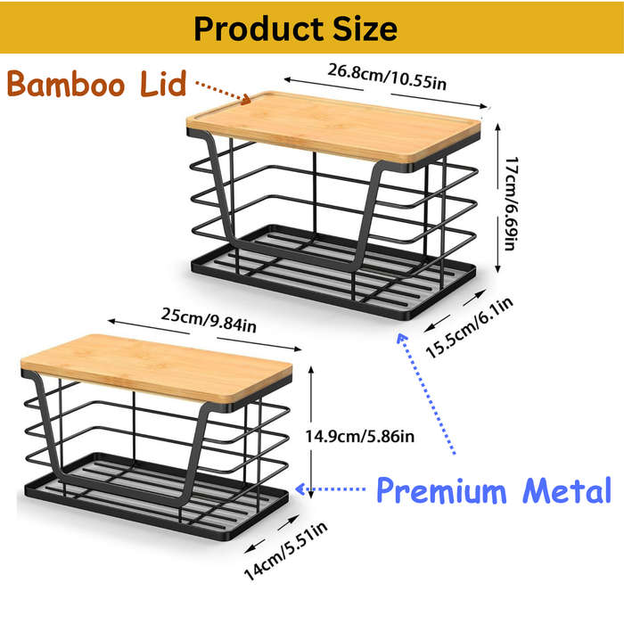 2 Pcs Stackable Kitchen & Pantry Storage Organizer, Trash Bag Holder