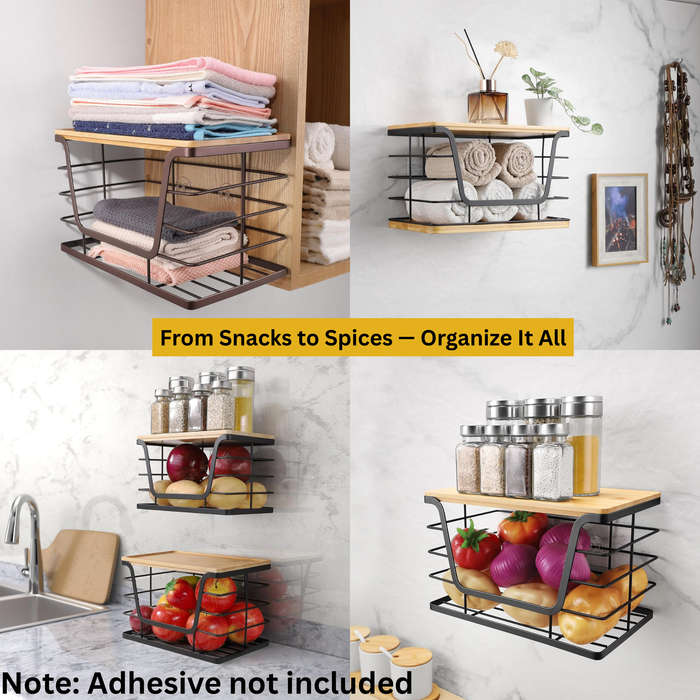 2 Pcs Stackable Kitchen & Pantry Storage Organizer, Trash Bag Holder