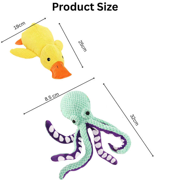 2 Pcs Dog Toy Set  Squeaky Plush Toy & Chewing Calming Toy Training Gift