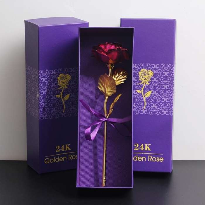 24K Gold Foil Rose  Purple