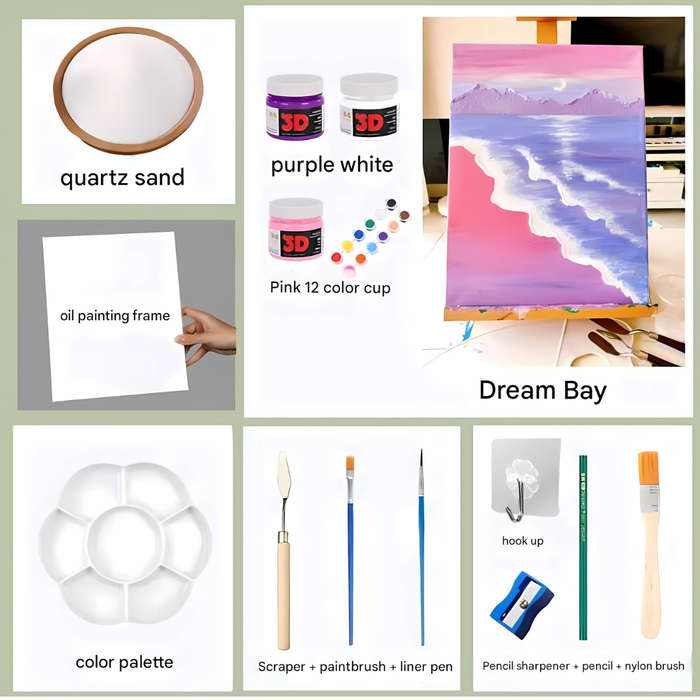 Dream Bay Textured Painting Kit  With Quartz Sand & Full Tool Set (20x30cm)