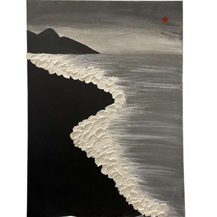 Black Sand Beach Textured Painting Kit  Quartz Sand Canvas (20x30cm)