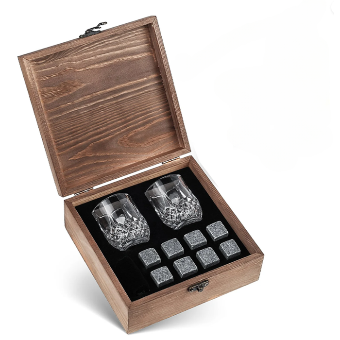 Say cheers Whisky glasses with whiskey stones