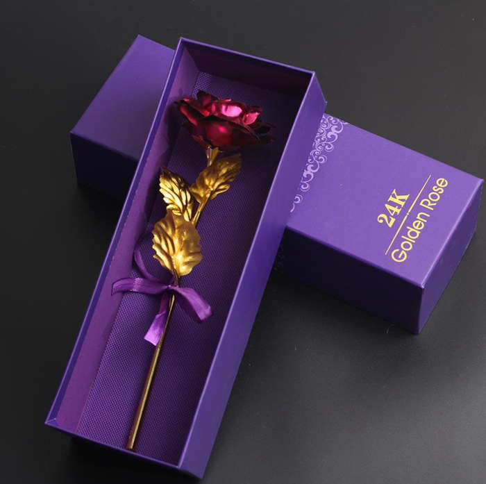 24K Gold Foil Rose  Purple