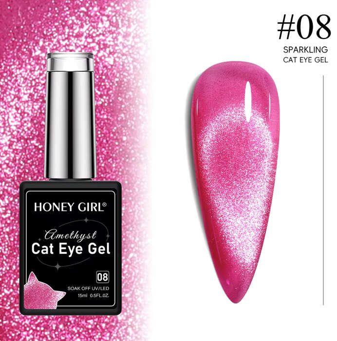 Amethyst Fuchsia Flame Magnetic Cat Eye Gel