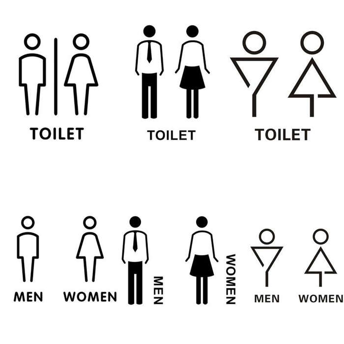 19 x 14cm Personalized Restroom Sign WC Sign Toilet Sign,Style: Triangle-Black Public