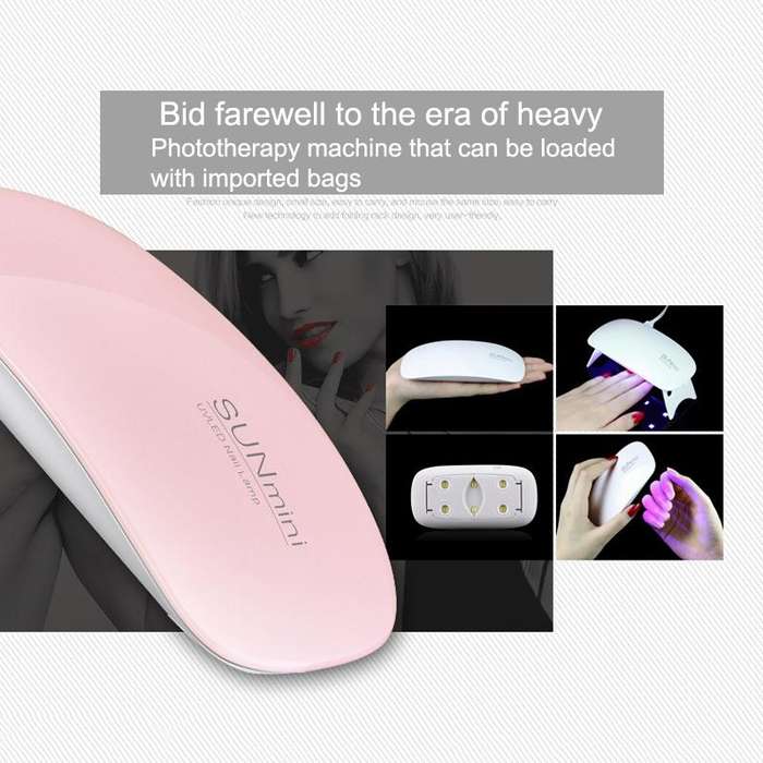 SUN mini 2 6W UV + LED USB Nail Lamp Fingernail Gel Curing Dryer(Pink)