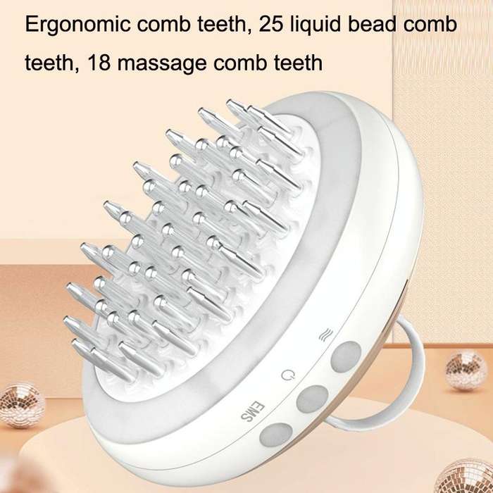 Scalp Medicine Apparatus Hair Growth Fluid Introducer Head Massager(White Gold)