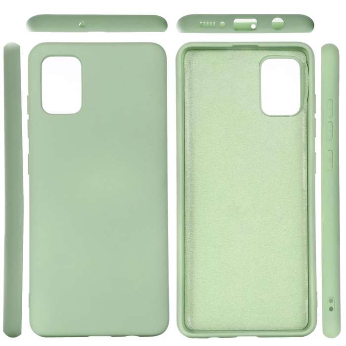 For Galaxy A71 Solid Color Liquid Silicone Shockproof Full Coverage Protective Case(Green)