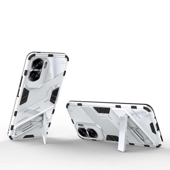 For Honor 90 Lite 5G Global Punk Armor 2 in 1 PC + TPU Phone Case with Holder(White)