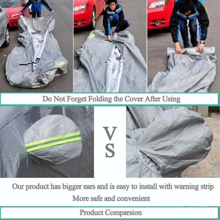PEVA Anti-Dust Waterproof Sunproof Hatchback Car Cover with Warning Strips, Fits Cars up to 4.4m(...