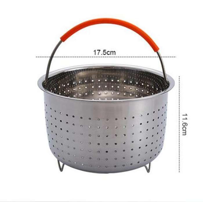 Stainless Steel Steaming Basket Plug-in Silicone Handle Pressure Cooker Steamer Kitchen Cooker Ac...