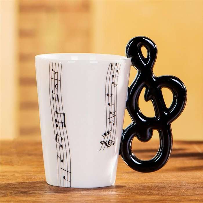 Guitar Ceramic Cup Personality Music Note Milk Juice Lemon Mug Coffee Tea Cup Home Office Drinkwa...