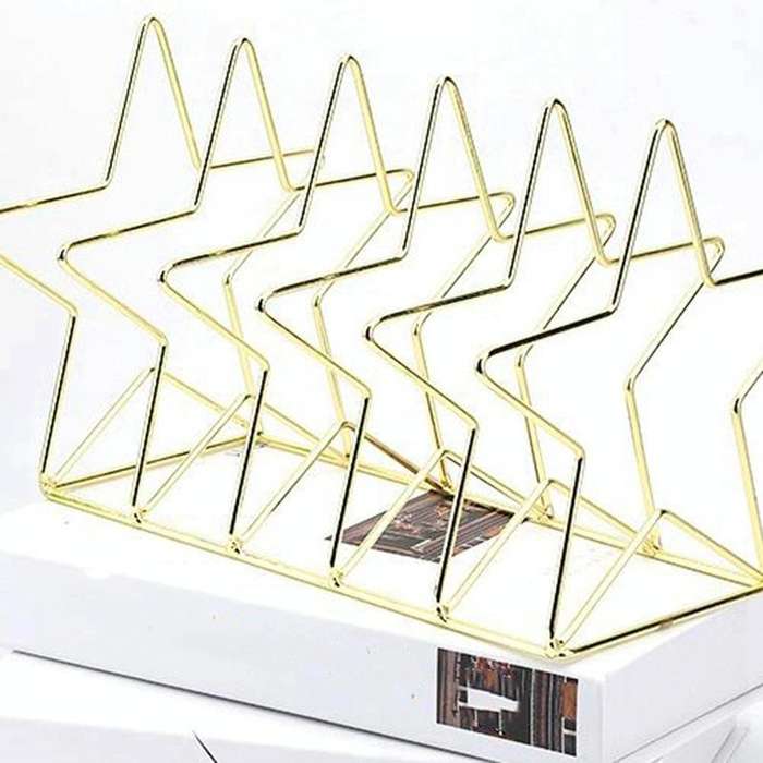Gold S Shape Electroplated Bookend Desk Organizer Desktop Office Home Bookends Book Holder Book S...