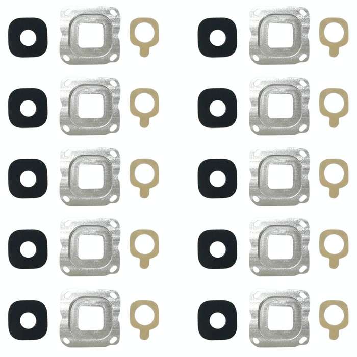 For Galaxy C7 10pcs Back Camera Bezel & Lens Cover with Sticker (Silver)
