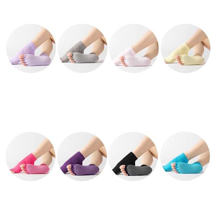 3 Pair Open-Toe Yoga Socks Indoor Sports Non-Slip Five-Finger Dance Socks, Size: One Size(Pure Co...