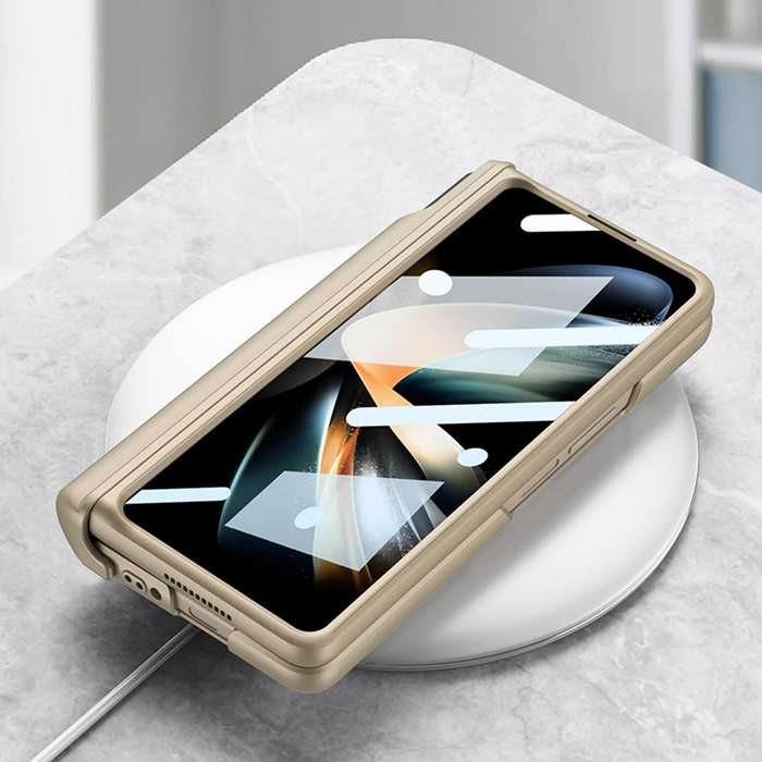 For Samsung Galaxy Z Fold4 GKK Magnetic Fold Hinge Shockproof Phone Case with Wrist Strap(Black)