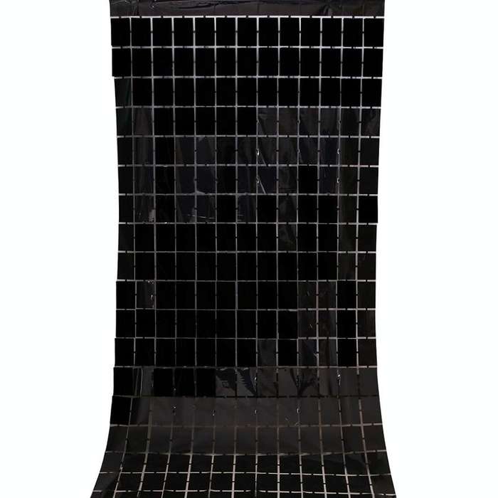 2 PCS 1x2M Square Rain Silk Door Curtain Birthday Party Background Wall Decoration(Black)