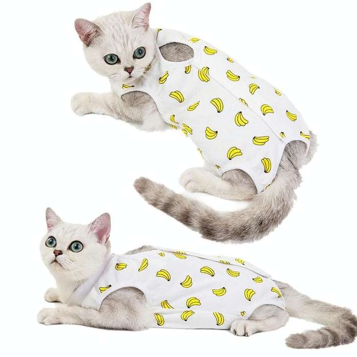 Female Cat Breathable And Anti-Licking Sterilization Clothing, Size: M(Banana)