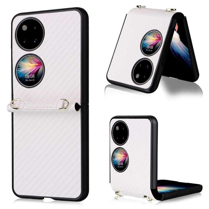 For Huawei P50 Pocket Carbon Fiber Texture PU + TPU Phone Case(Wine)