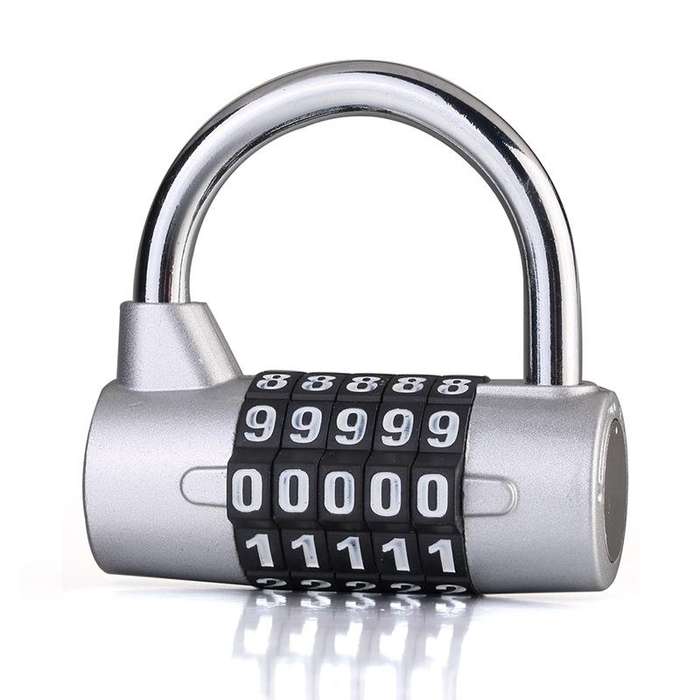 Large 5 Digit Combination Gym Cabinets Password Lock Tool Box Door Padlock(Silver)