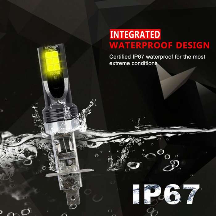 2 PCS H1 DC12V-24V / 12W / 3000K / 800LM 12LEDs SMD-3030 Car LED Fog Light (Yellow Light)