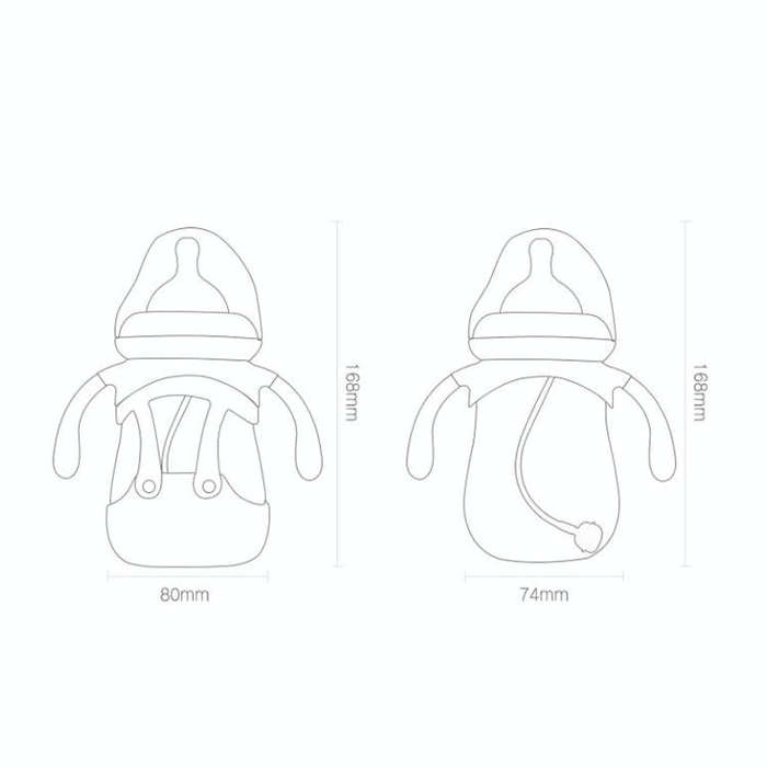 High Borosilicate Glass Baby Bottle with Silicone Sleeve, Capacity:240ml(Red)