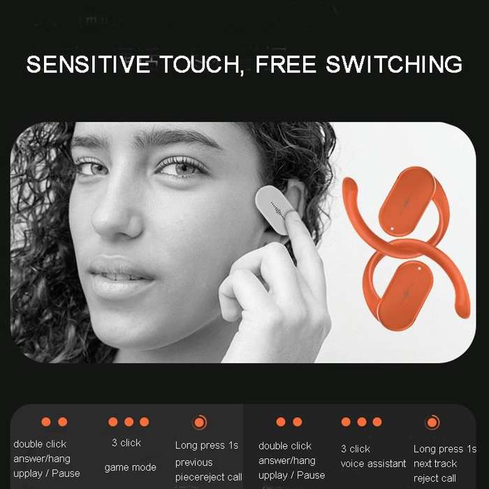 HD313 Earhook OWS Noise Reduction Bluetooth Earphone Subwoofer Sport Wireless Headset(Black)