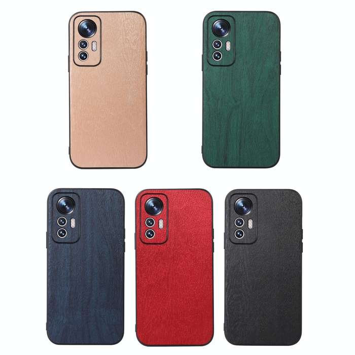 For Xiaomi 12 Lite Wood Texture PU Phone Case(Black)