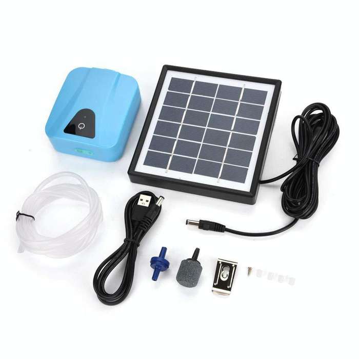 AP003 AC/DC Dual-use Aquarium Oxygen Pump Outdoor Solar Oxygen Pump for Fishing(Sky Blue)