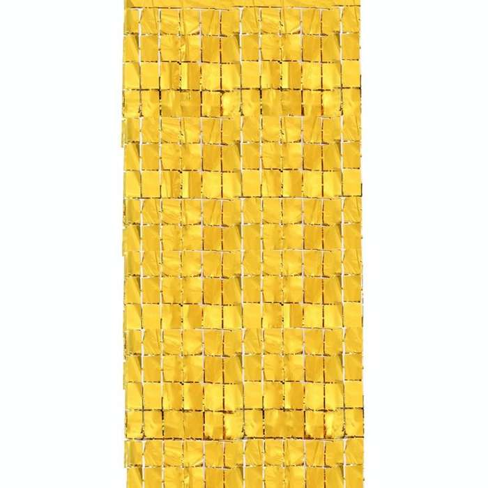 2 PCS 1x2M Square Rain Silk Door Curtain Birthday Party Background Wall Decoration(Golden)