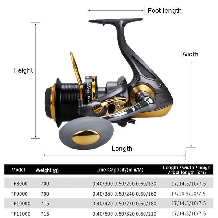 TF9000 Long-distance Casting Reel Large Gapless Sea Rod Fishing Reel Spinning Reel