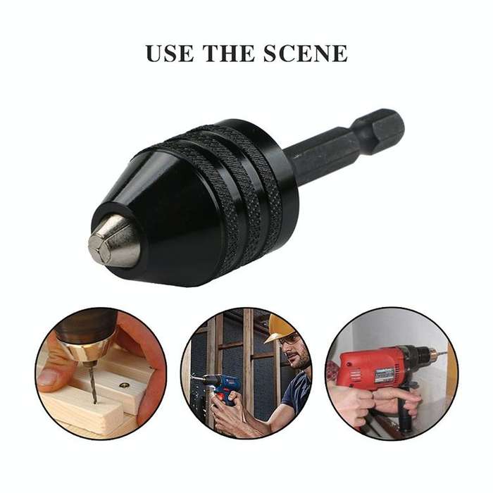 Hex Shank Mini Drill Chuck Conversion Three Jaw Chuck Power Tool, Model:3mm Round Chuck (0.3-3.4mm)