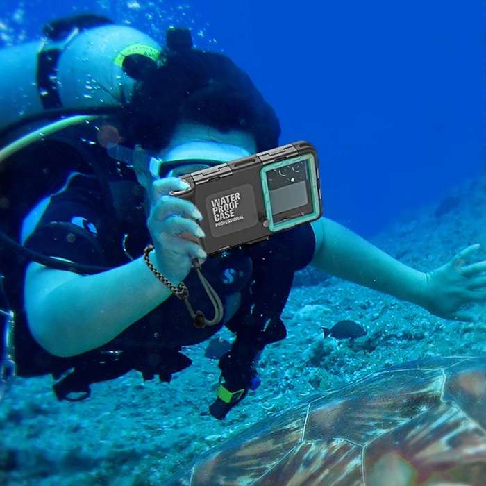 Diving Shell Gen2 Upgrade IP68 Waterproof Phone Case(Black Blue)
