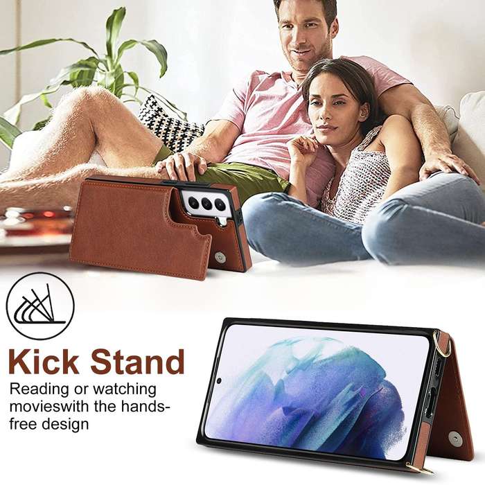For Samsung Galaxy S21 5G Cross-body Square Double Buckle Flip Card Bag TPU+PU Case with Card Slo...